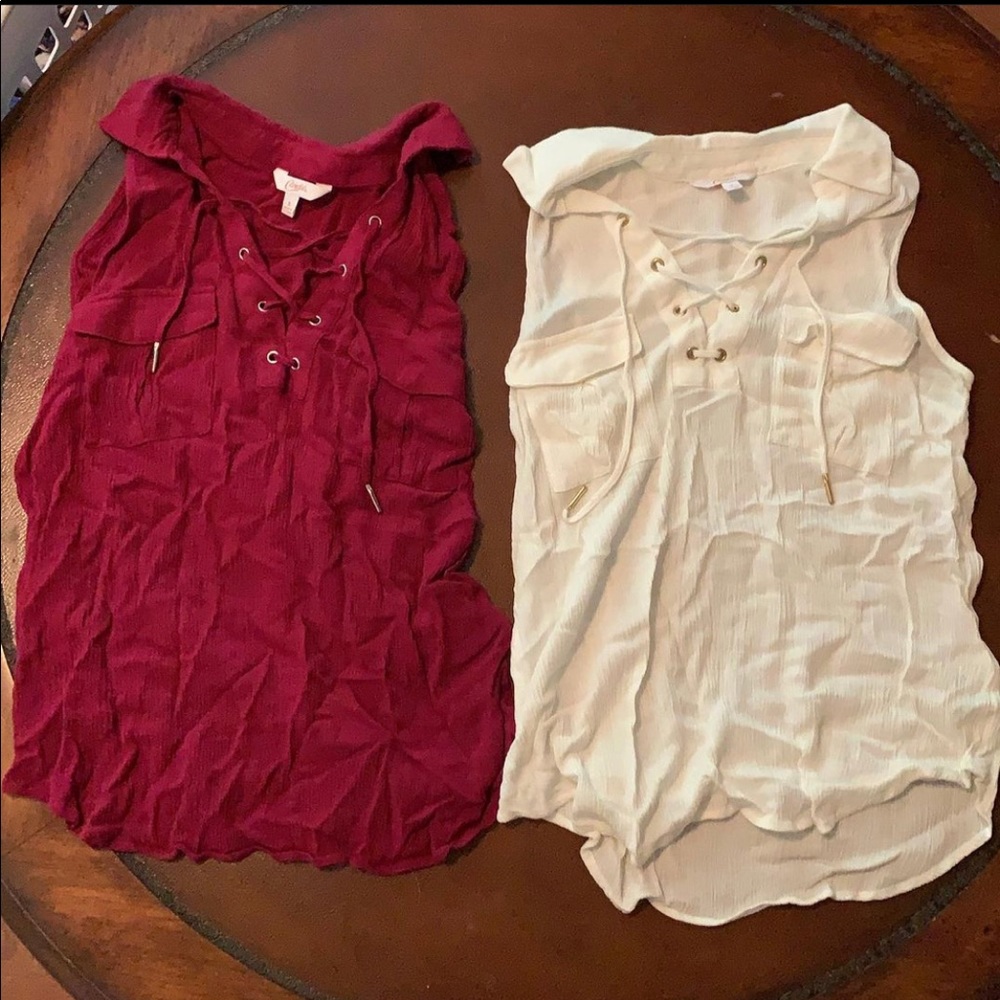 Berry and white tank top